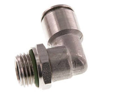 8mm x G1/4'' 90deg Elbow Push-in Fitting with Male Threads Stainless Steel FKM Rotatable