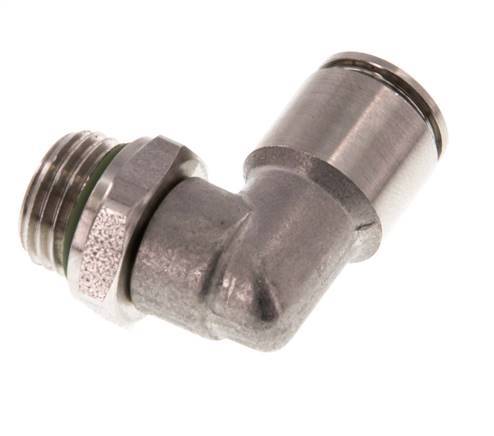 8mm x G1/4'' 90deg Elbow Push-in Fitting with Male Threads Stainless Steel FKM Rotatable