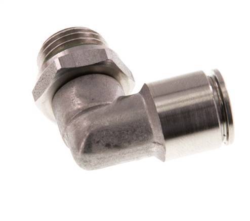 8mm x G1/4'' 90deg Elbow Push-in Fitting with Male Threads Stainless Steel FKM Rotatable