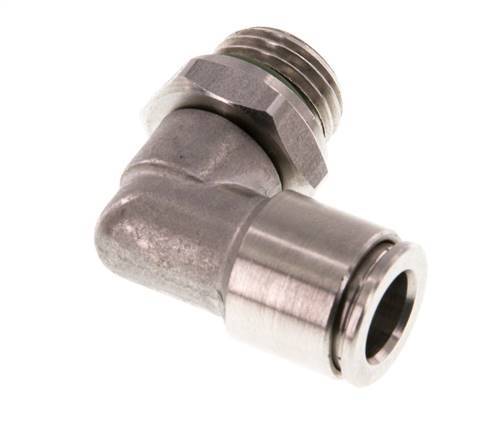 8mm x G1/4'' 90deg Elbow Push-in Fitting with Male Threads Stainless Steel FKM Rotatable