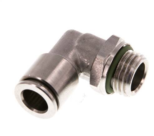 8mm x G1/4'' 90deg Elbow Push-in Fitting with Male Threads Stainless Steel FKM Rotatable