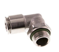 8mm x G1/4'' 90deg Elbow Push-in Fitting with Male Threads Stainless Steel FKM Rotatable