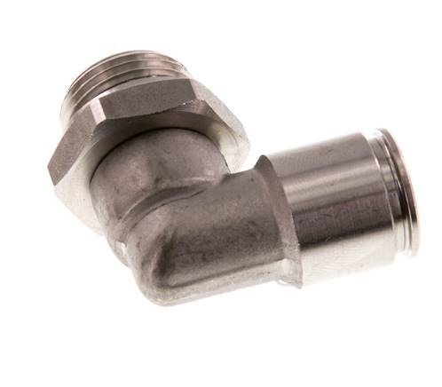 10mm x G3/8'' 90deg Elbow Push-in Fitting with Male Threads Stainless Steel FKM Rotatable