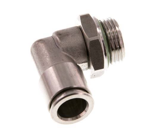 10mm x G3/8'' 90deg Elbow Push-in Fitting with Male Threads Stainless Steel FKM Rotatable
