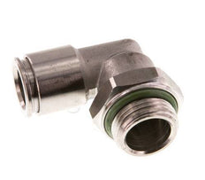 10mm x G3/8'' 90deg Elbow Push-in Fitting with Male Threads Stainless Steel FKM Rotatable