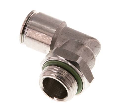 10mm x G3/8'' 90deg Elbow Push-in Fitting with Male Threads Stainless Steel FKM Rotatable