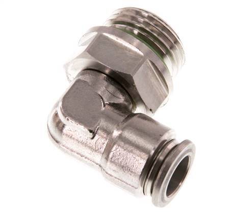 10mm x G1/2'' 90deg Elbow Push-in Fitting with Male Threads Stainless Steel FKM Rotatable