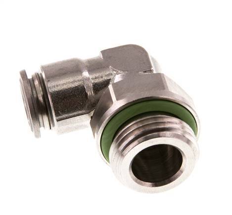 10mm x G1/2'' 90deg Elbow Push-in Fitting with Male Threads Stainless Steel FKM Rotatable