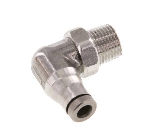 4mm x 1/8'' NPT 90deg Elbow Push-in Fitting with Male Threads Stainless Steel FKM Rotatable
