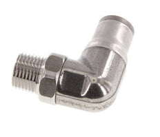 6mm x 1/8'' NPT 90deg Elbow Push-in Fitting with Male Threads Stainless Steel FKM Rotatable