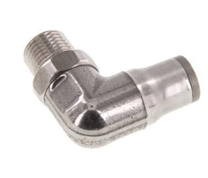 6mm x 1/8'' NPT 90deg Elbow Push-in Fitting with Male Threads Stainless Steel FKM Rotatable