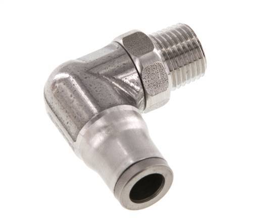 6mm x 1/8'' NPT 90deg Elbow Push-in Fitting with Male Threads Stainless Steel FKM Rotatable