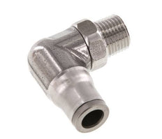 6mm x 1/8'' NPT 90deg Elbow Push-in Fitting with Male Threads Stainless Steel FKM Rotatable