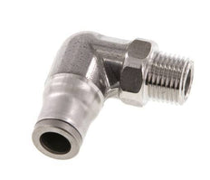 6mm x 1/8'' NPT 90deg Elbow Push-in Fitting with Male Threads Stainless Steel FKM Rotatable