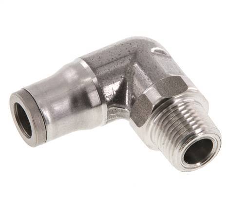 6mm x 1/8'' NPT 90deg Elbow Push-in Fitting with Male Threads Stainless Steel FKM Rotatable