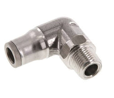 6mm x 1/8'' NPT 90deg Elbow Push-in Fitting with Male Threads Stainless Steel FKM Rotatable