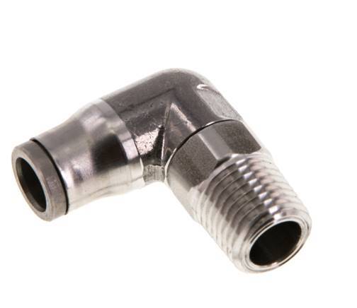8mm x 1/4'' NPT 90deg Elbow Push-in Fitting with Male Threads Stainless Steel FKM Rotatable
