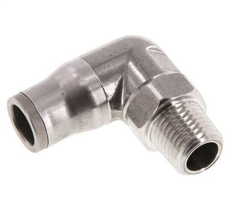 10mm x 1/4'' NPT 90deg Elbow Push-in Fitting with Male Threads Stainless Steel FKM Rotatable