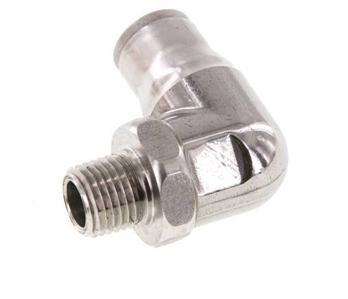 12mm x 1/4'' NPT 90deg Elbow Push-in Fitting with Male Threads Stainless Steel FKM Rotatable