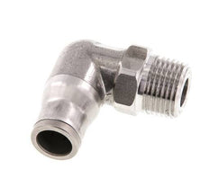 10mm x 3/8'' NPT 90deg Elbow Push-in Fitting with Male Threads Stainless Steel FKM Rotatable