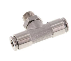 6mm x R1/8'' Inline Tee Push-in Fitting with Male Threads Stainless Steel FKM Rotatable