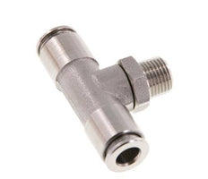 6mm x R1/8'' Inline Tee Push-in Fitting with Male Threads Stainless Steel FKM Rotatable
