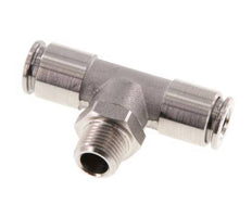 6mm x R1/8'' Inline Tee Push-in Fitting with Male Threads Stainless Steel FKM Rotatable