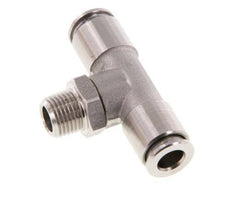 6mm x R1/8'' Inline Tee Push-in Fitting with Male Threads Stainless Steel FKM Rotatable