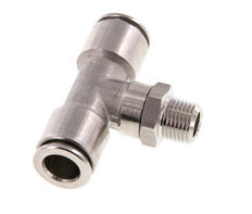 8mm x R1/8'' Inline Tee Push-in Fitting with Male Threads Stainless Steel FKM Rotatable