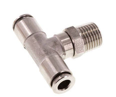6mm x R1/4'' Inline Tee Push-in Fitting with Male Threads Stainless Steel FKM Rotatable
