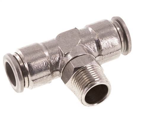 12mm x R3/8'' Inline Tee Push-in Fitting with Male Threads Stainless Steel FKM Rotatable