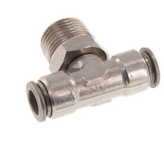 10mm x R1/2'' Inline Tee Push-in Fitting with Male Threads Stainless Steel FKM Rotatable