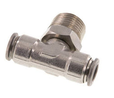 10mm x R1/2'' Inline Tee Push-in Fitting with Male Threads Stainless Steel FKM Rotatable