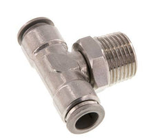 10mm x R1/2'' Inline Tee Push-in Fitting with Male Threads Stainless Steel FKM Rotatable