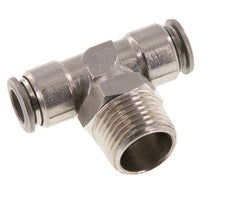 10mm x R1/2'' Inline Tee Push-in Fitting with Male Threads Stainless Steel FKM Rotatable