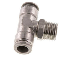 12mm x R1/2'' Inline Tee Push-in Fitting with Male Threads Stainless Steel FKM Rotatable