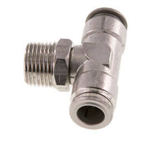 12mm x R1/2'' Inline Tee Push-in Fitting with Male Threads Stainless Steel FKM Rotatable