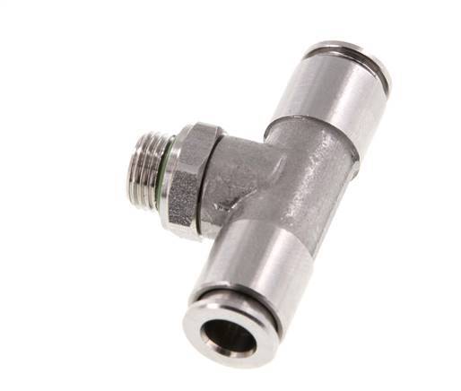 6mm x G1/8'' Inline Tee Push-in Fitting with Male Threads Stainless Steel FKM FDA Rotatable