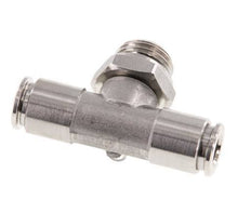 6mm x G1/4'' Inline Tee Push-in Fitting with Male Threads Stainless Steel FKM FDA Rotatable