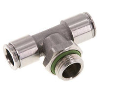 10mm x G3/8'' Inline Tee Push-in Fitting with Male Threads Stainless Steel FKM FDA Rotatable