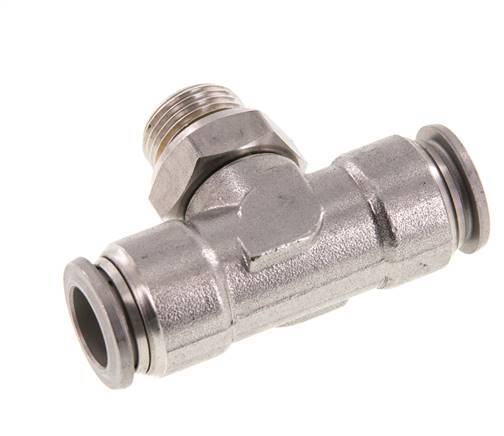 12mm x G3/8'' Inline Tee Push-in Fitting with Male Threads Stainless Steel FKM FDA Rotatable
