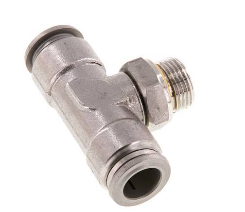 12mm x G3/8'' Inline Tee Push-in Fitting with Male Threads Stainless Steel FKM FDA Rotatable