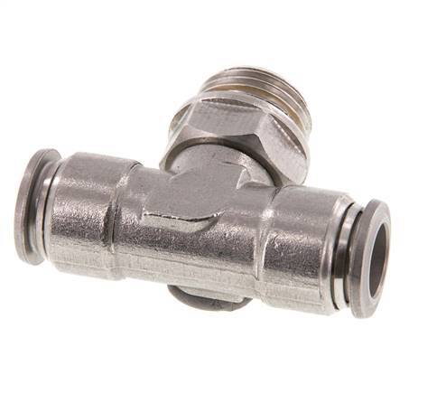 12mm x G1/2'' Inline Tee Push-in Fitting with Male Threads Stainless Steel FKM FDA Rotatable
