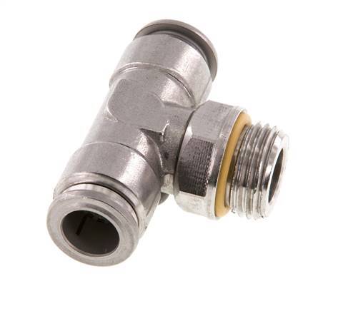 12mm x G1/2'' Inline Tee Push-in Fitting with Male Threads Stainless Steel FKM FDA Rotatable