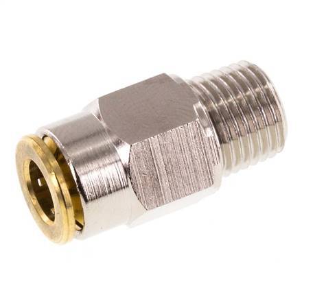 6mm x M 10 x 1 (conical) Push-in Fitting with Male Threads Brass NBRHigh Pressure [2 Pieces]