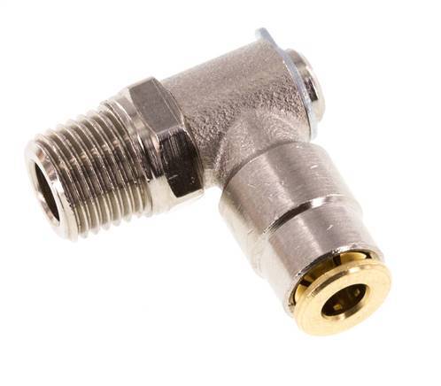 4mm x M 10 x 1 (conical) 90deg Elbow Push-in Fitting with Male Threads Brass NBR RotatableHigh Pressure