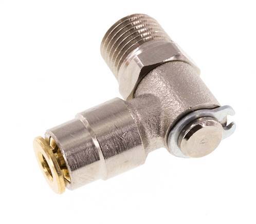 4mm x M 10 x 1 (conical) 90deg Elbow Push-in Fitting with Male Threads Brass NBR RotatableHigh Pressure