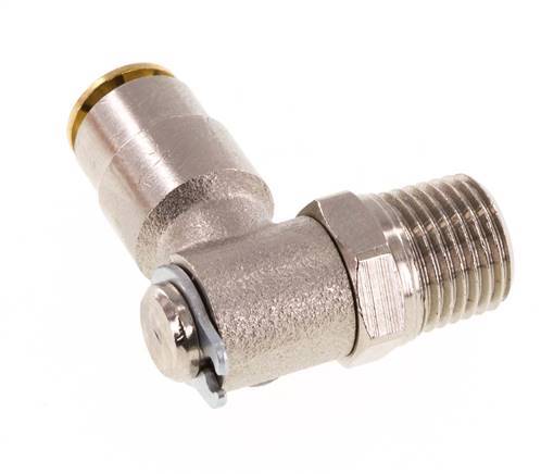 4mm x M 10 x 1 (conical) 90deg Elbow Push-in Fitting with Male Threads Brass NBR RotatableHigh Pressure