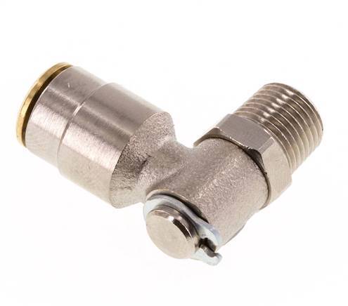 6mm x R1/8'' 90deg Elbow Push-in Fitting with Male Threads Brass NBR RotatableHigh Pressure