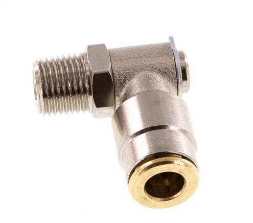 6mm x R1/8'' 90deg Elbow Push-in Fitting with Male Threads Brass NBR RotatableHigh Pressure